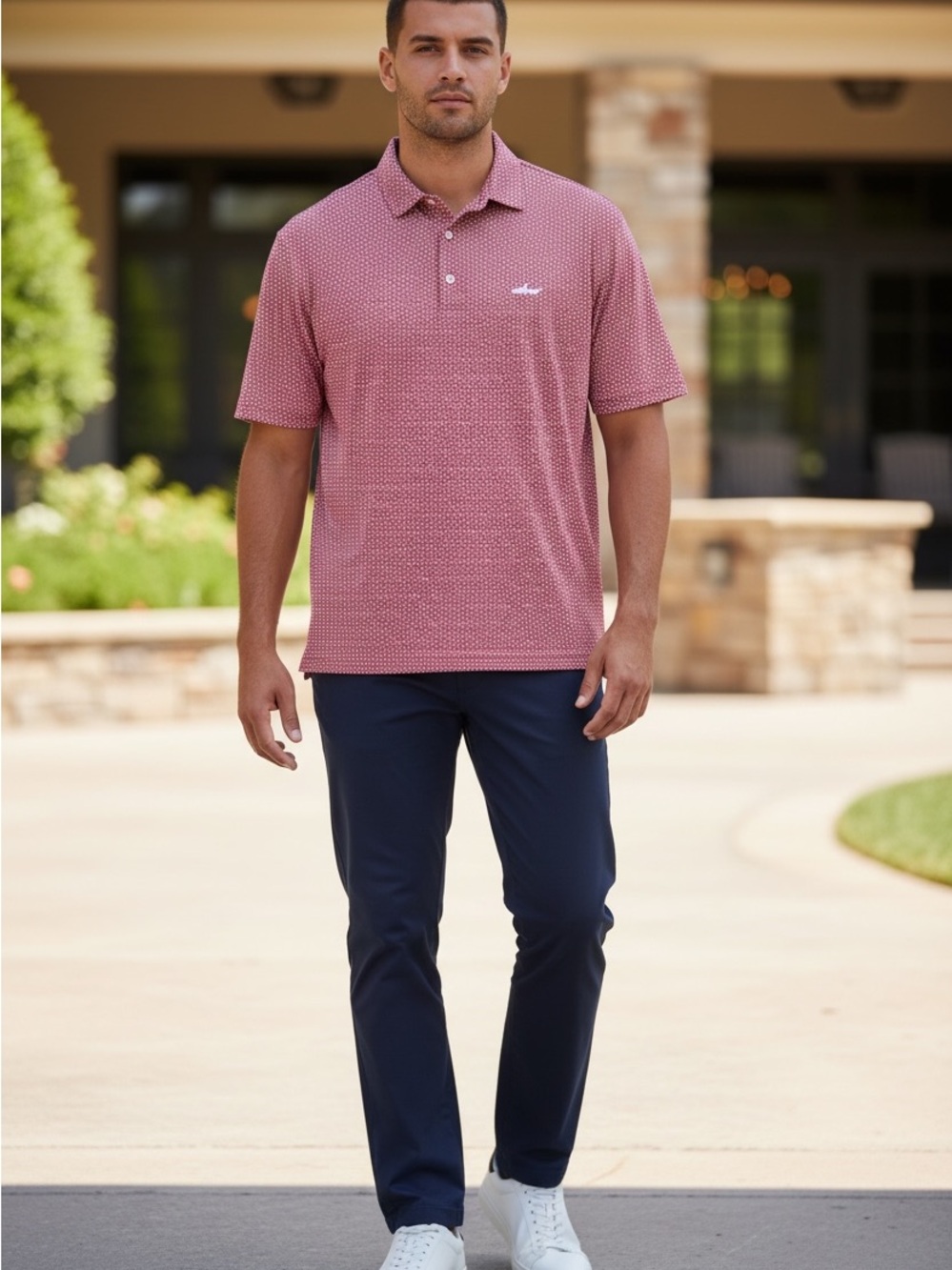 Greg Norman Play Dry Collection Men's Short Sleeve Polo in Savvy Red size M